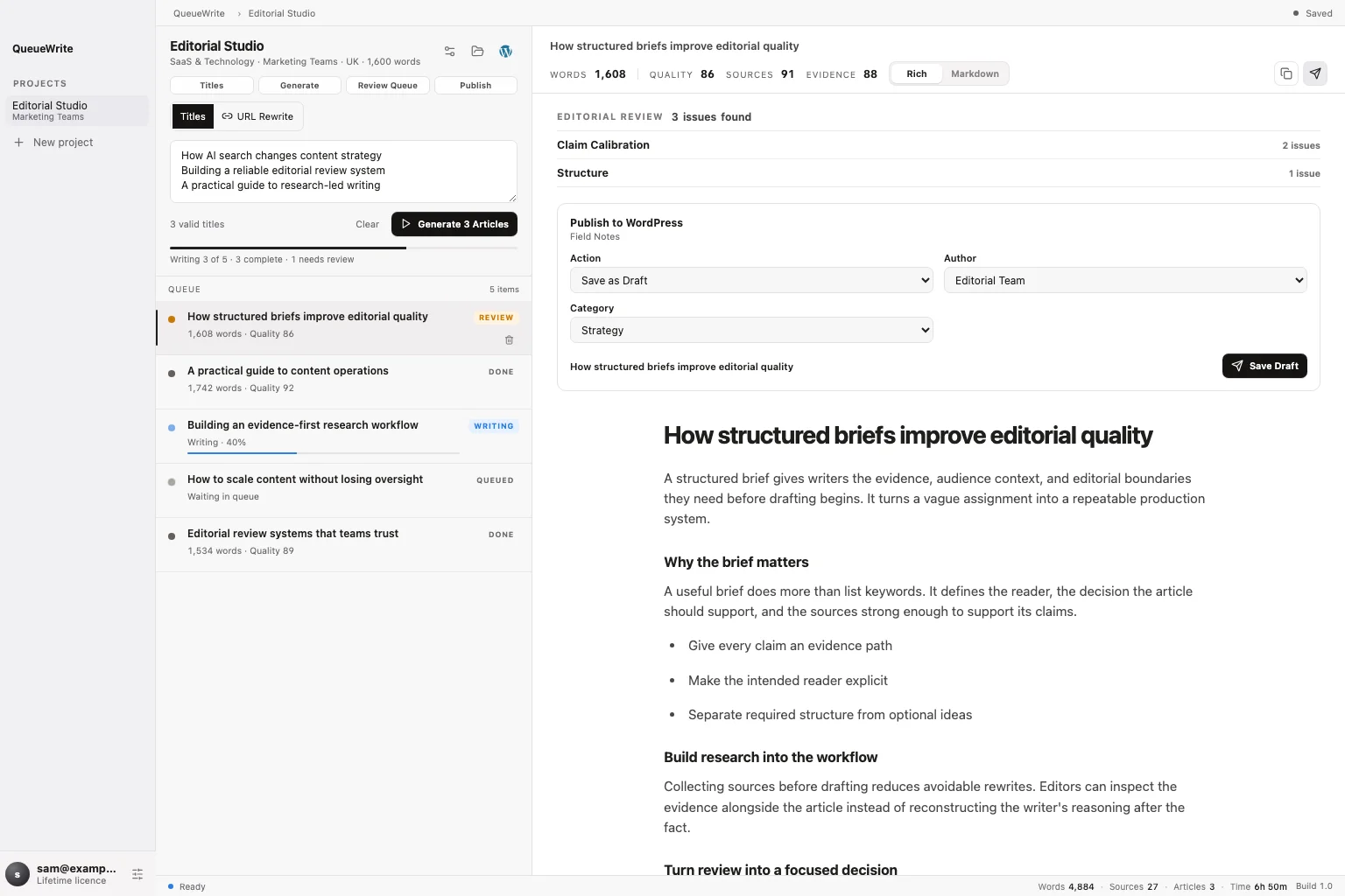 QueueWrite publish interface
