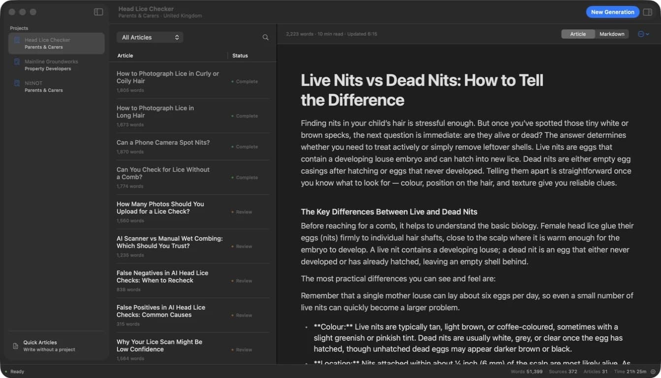 QueueWrite native macOS workspace for research, writing, review and publishing