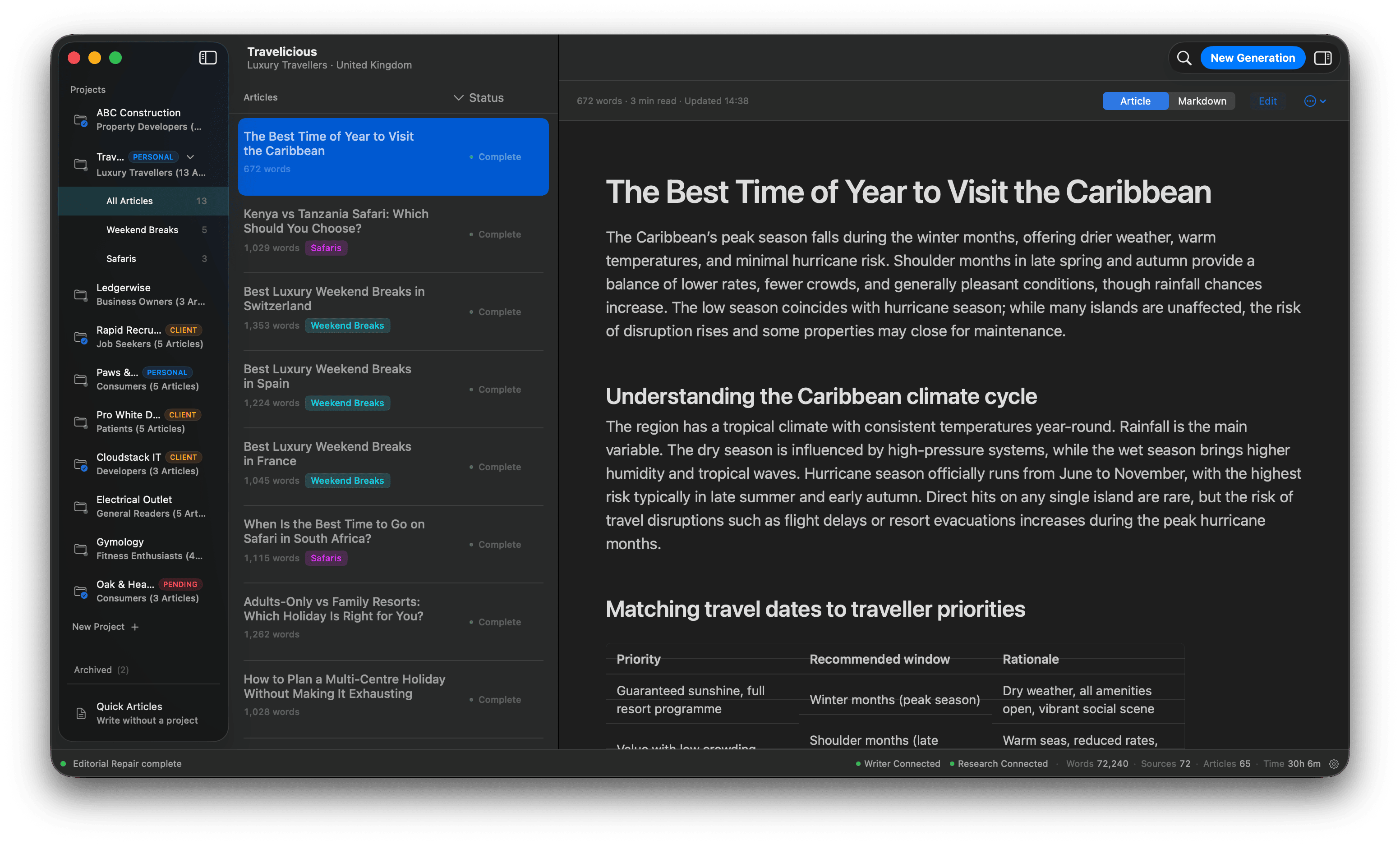 QueueWrite desktop editorial workspace